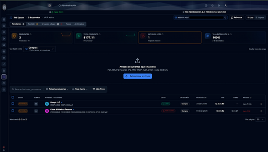 TKS Capture — Captura inteligente de facturas con IA, integrada a Sage 50 - Peachtree